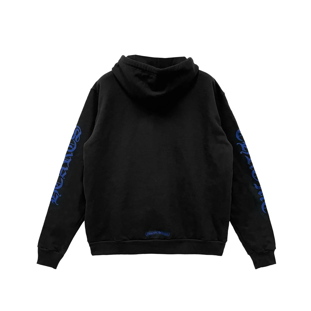 Vertical Script Pull Over Hoodie Black/Blue