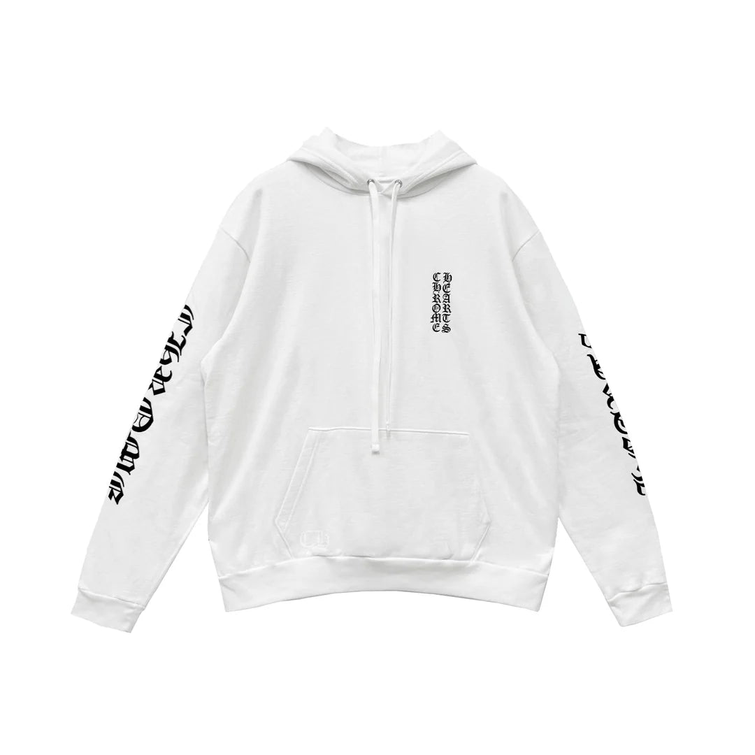 Vertical Script Pull Over Hoodie White/Black