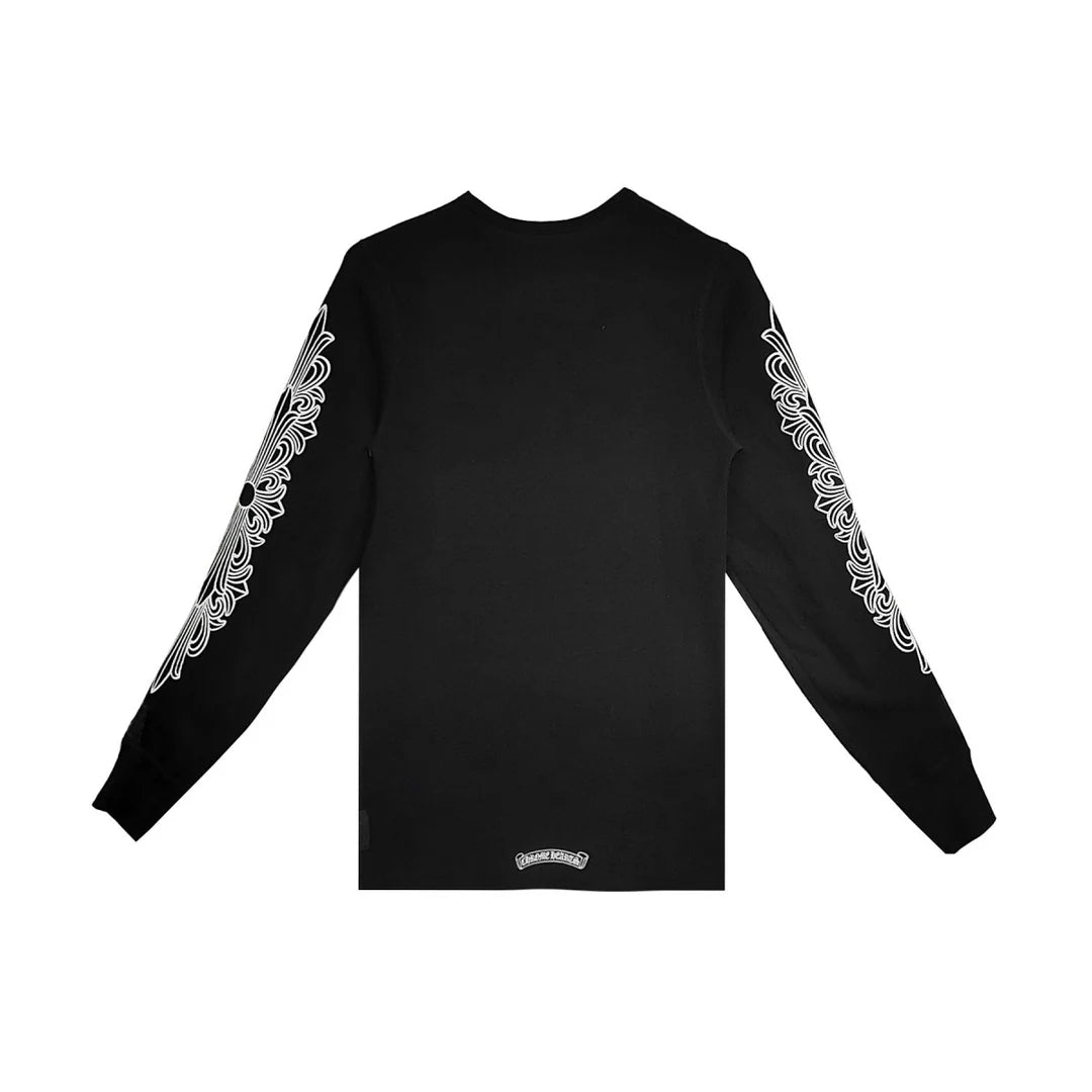 Floral Horseshoe Thermal Long Sleeve Tee Black