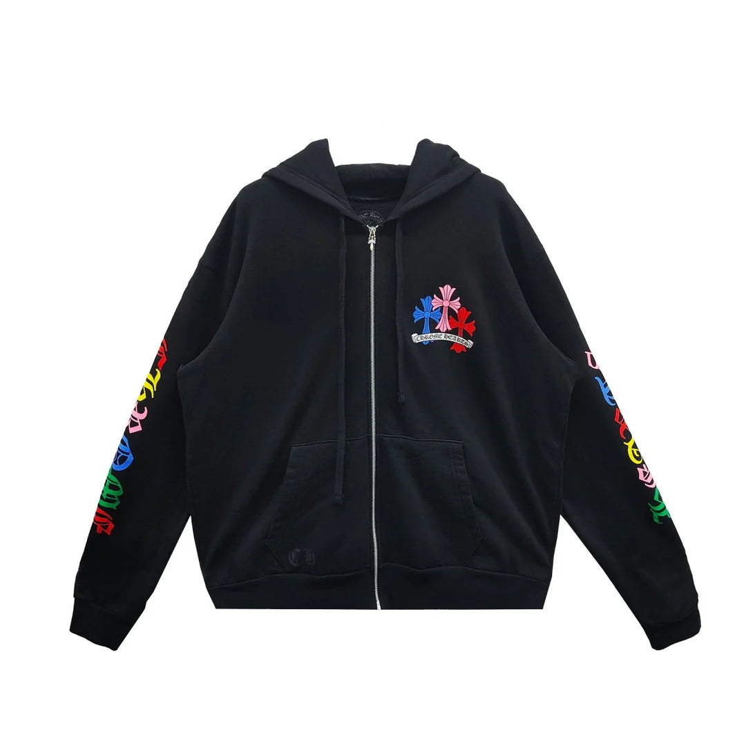 Multi-Color Cross Zip-Up Hoodie
