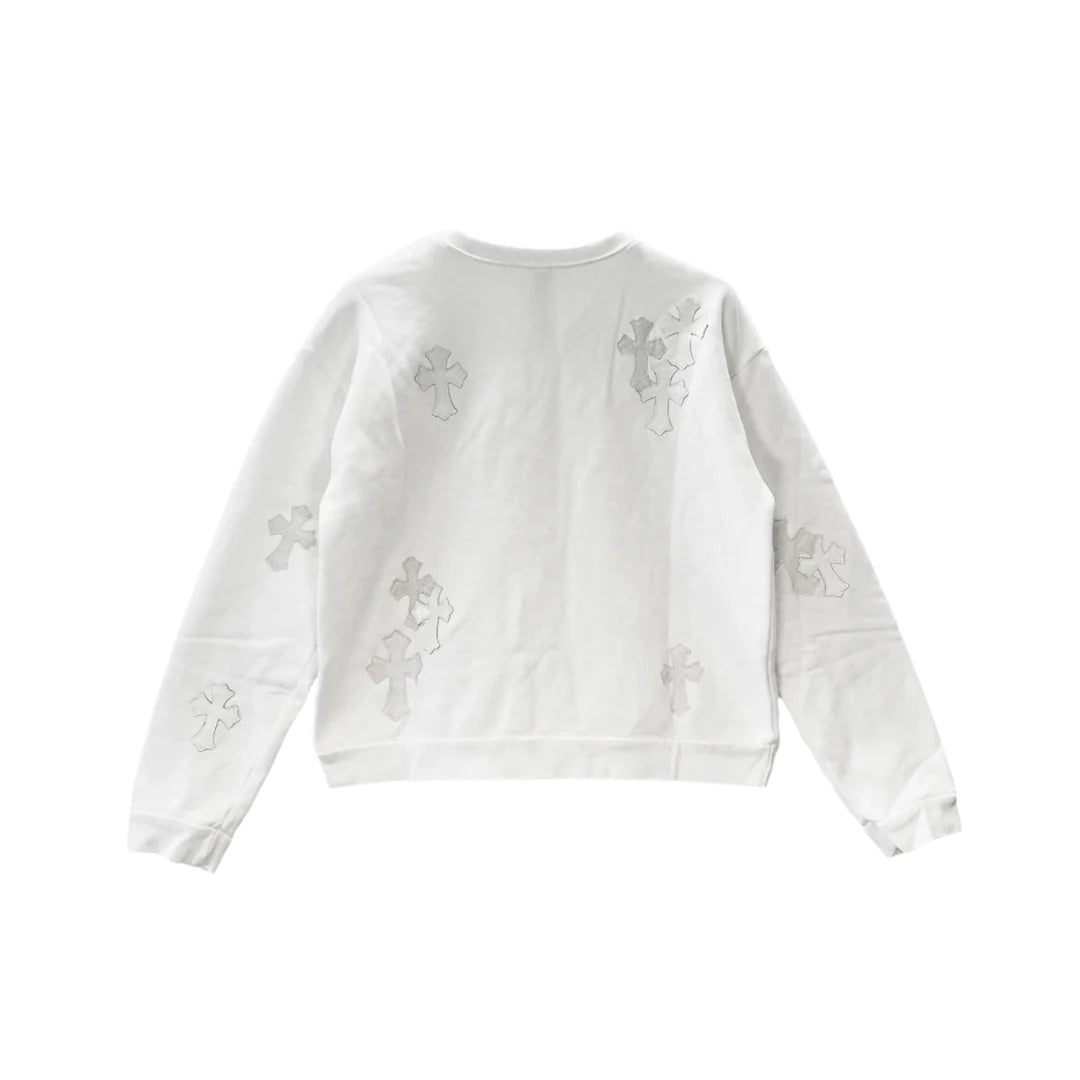 Patent Leather Cross Patch Crewneck White