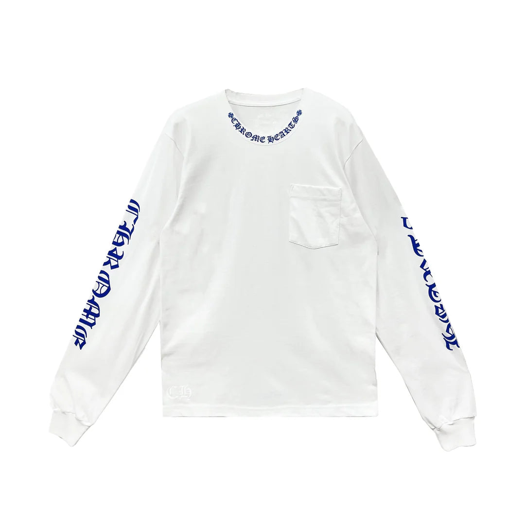 Neck Logo L/S Tee White/Blue