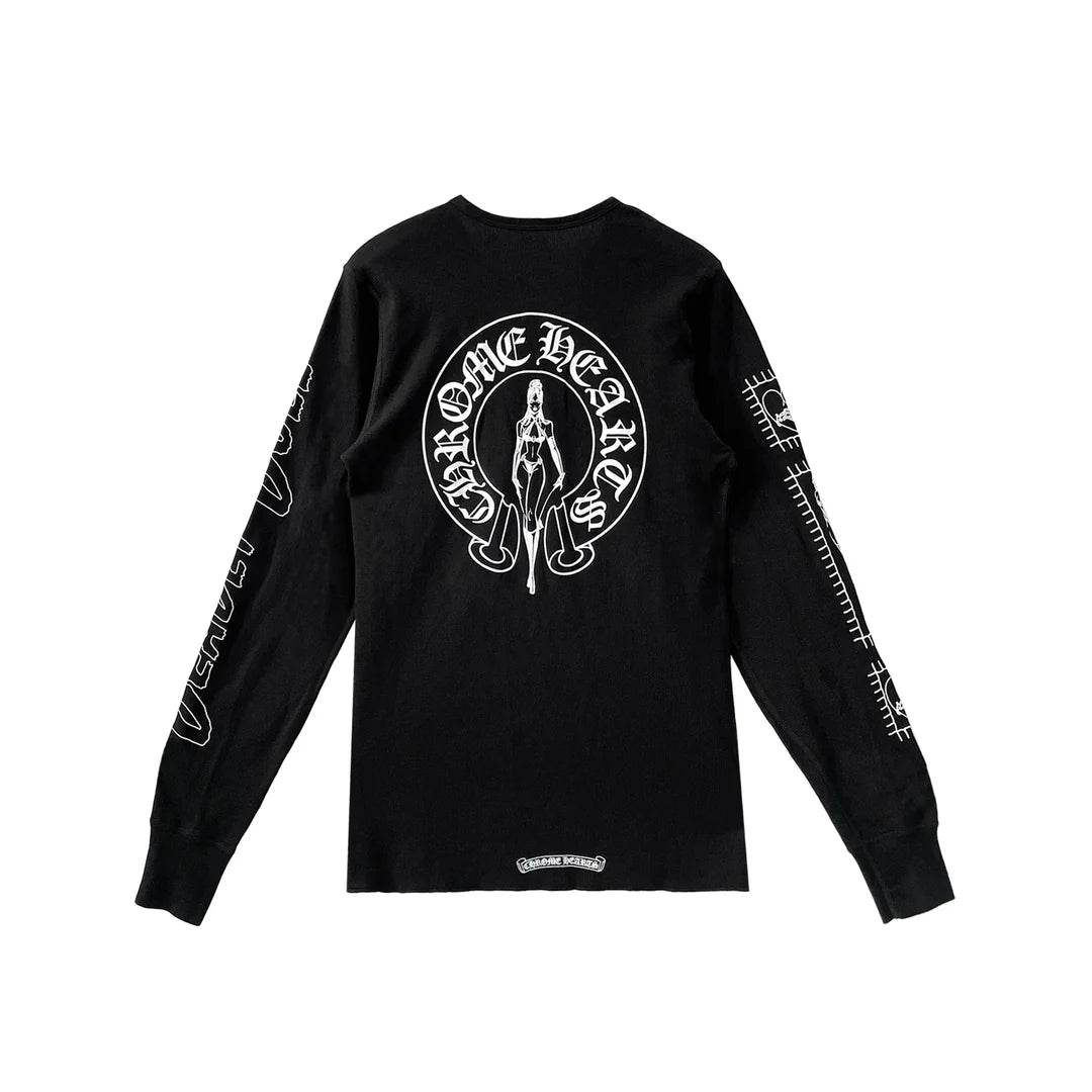 Deadly Doll Horseshoe Thermal Long Sleeve Tee Black