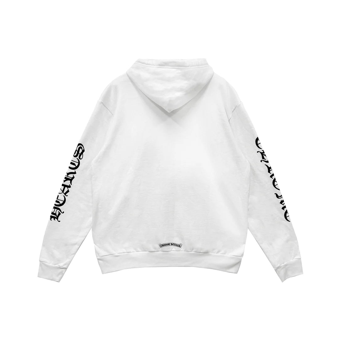 Vertical Script Pull Over Hoodie White/Black