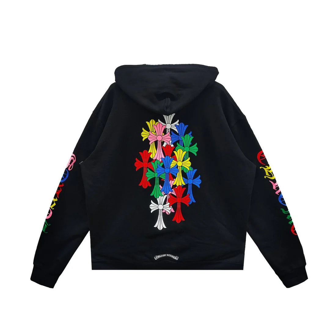 Multi-Color Cross Zip-Up Hoodie