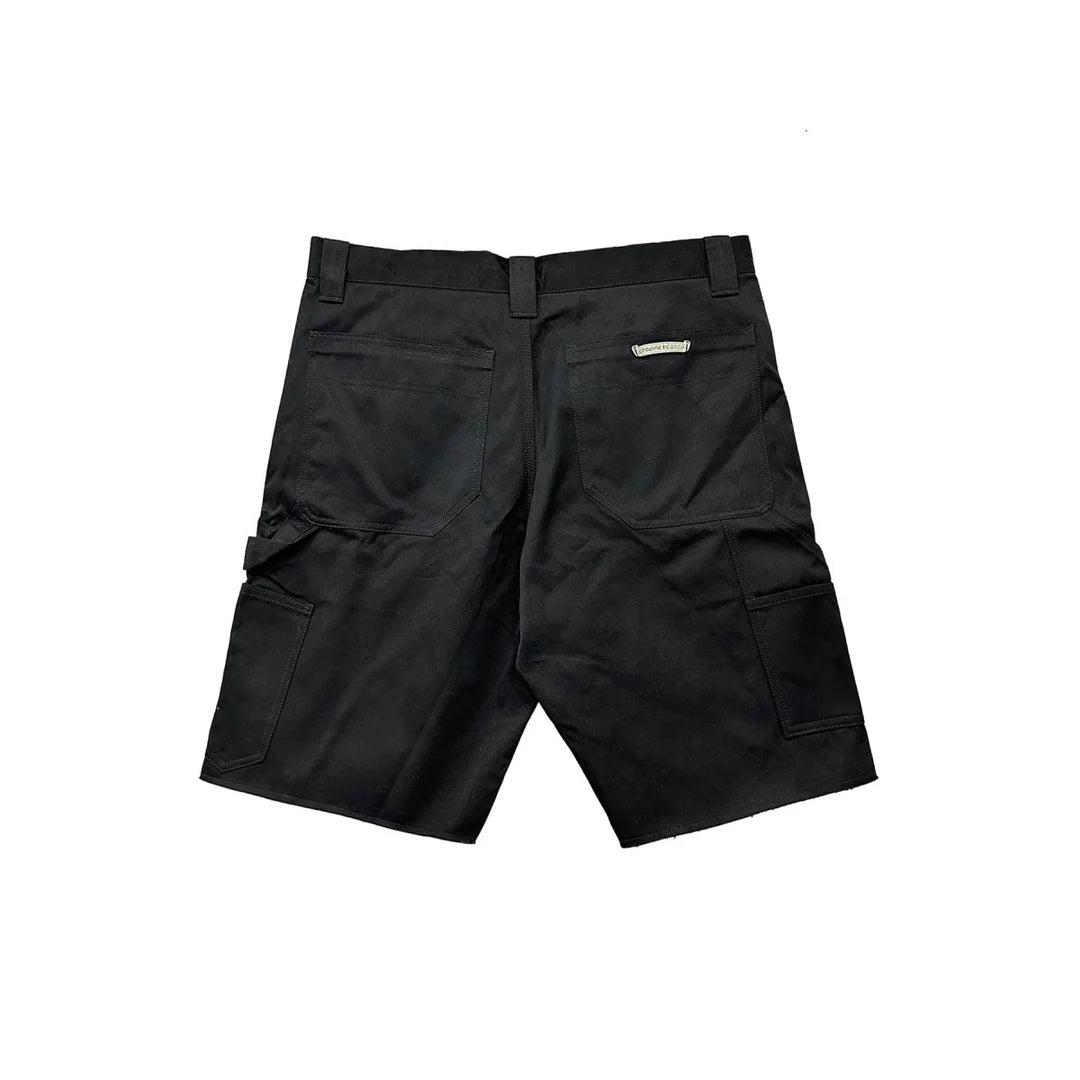 Double Knee Leather Carpenter Shorts Black
