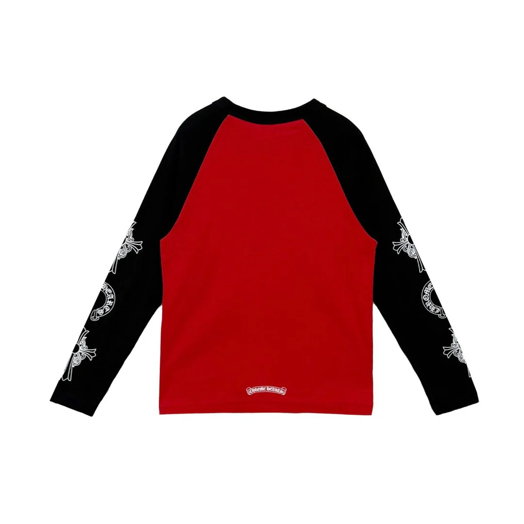 Horseshoe Sleeve Print L/S Tee Red/Black