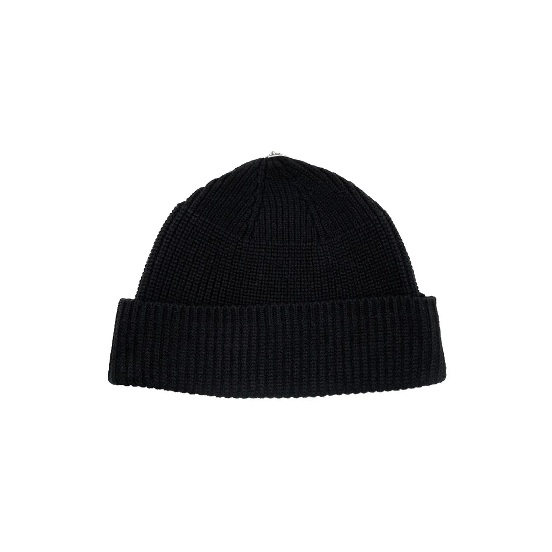 Knit Leather Triple Cross Patch & Silver Cross Beanie