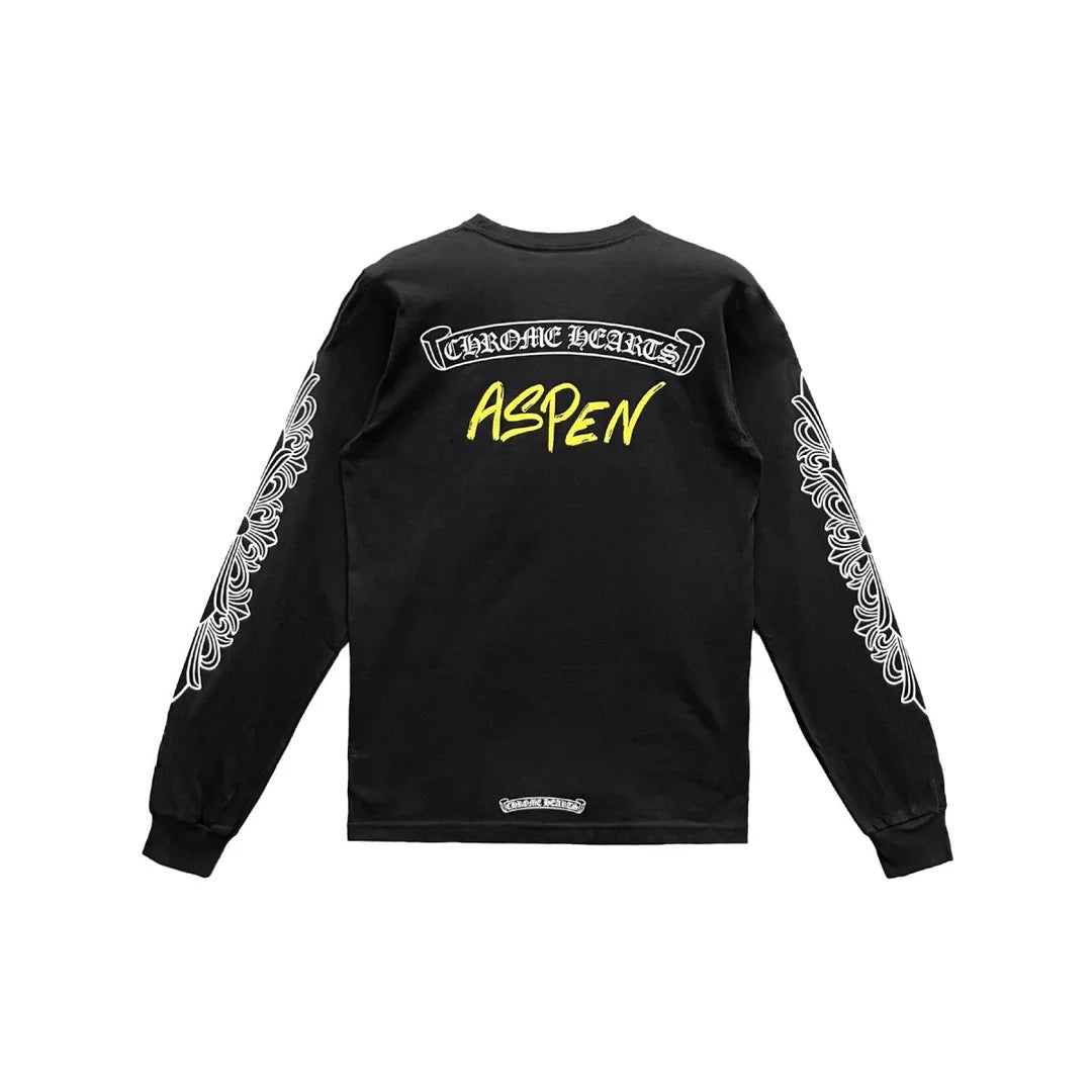 Aspen Exclusive Floral Long Sleeve Tee Black