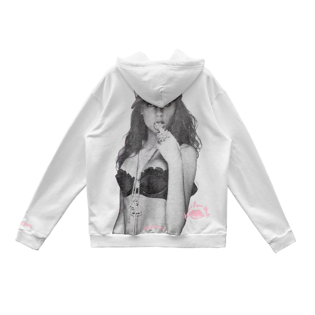 Laurie Lynn Stark Love You Portrait Pullover Hoodie White/Pink