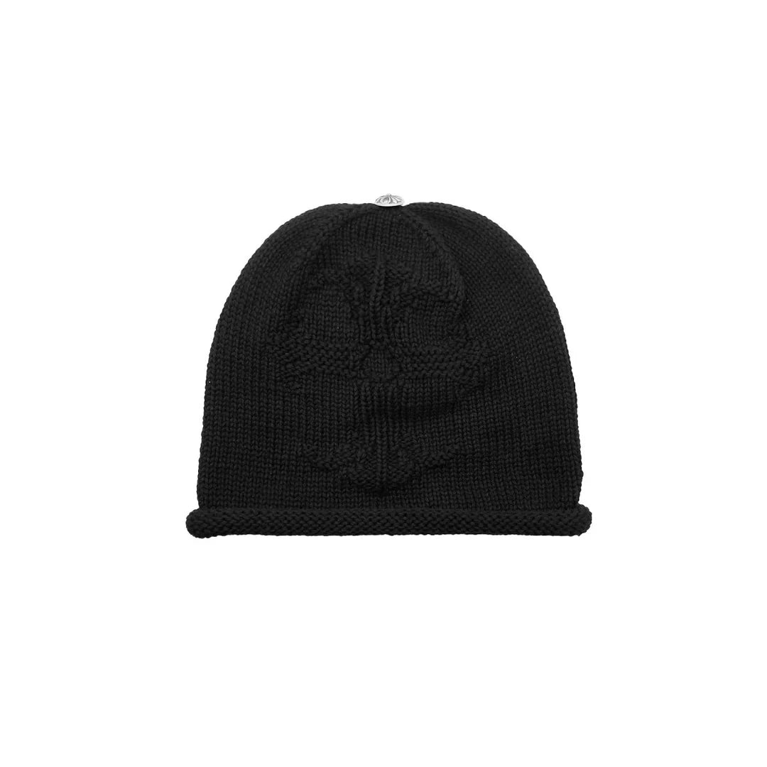 Knit Cross Beanie Black
