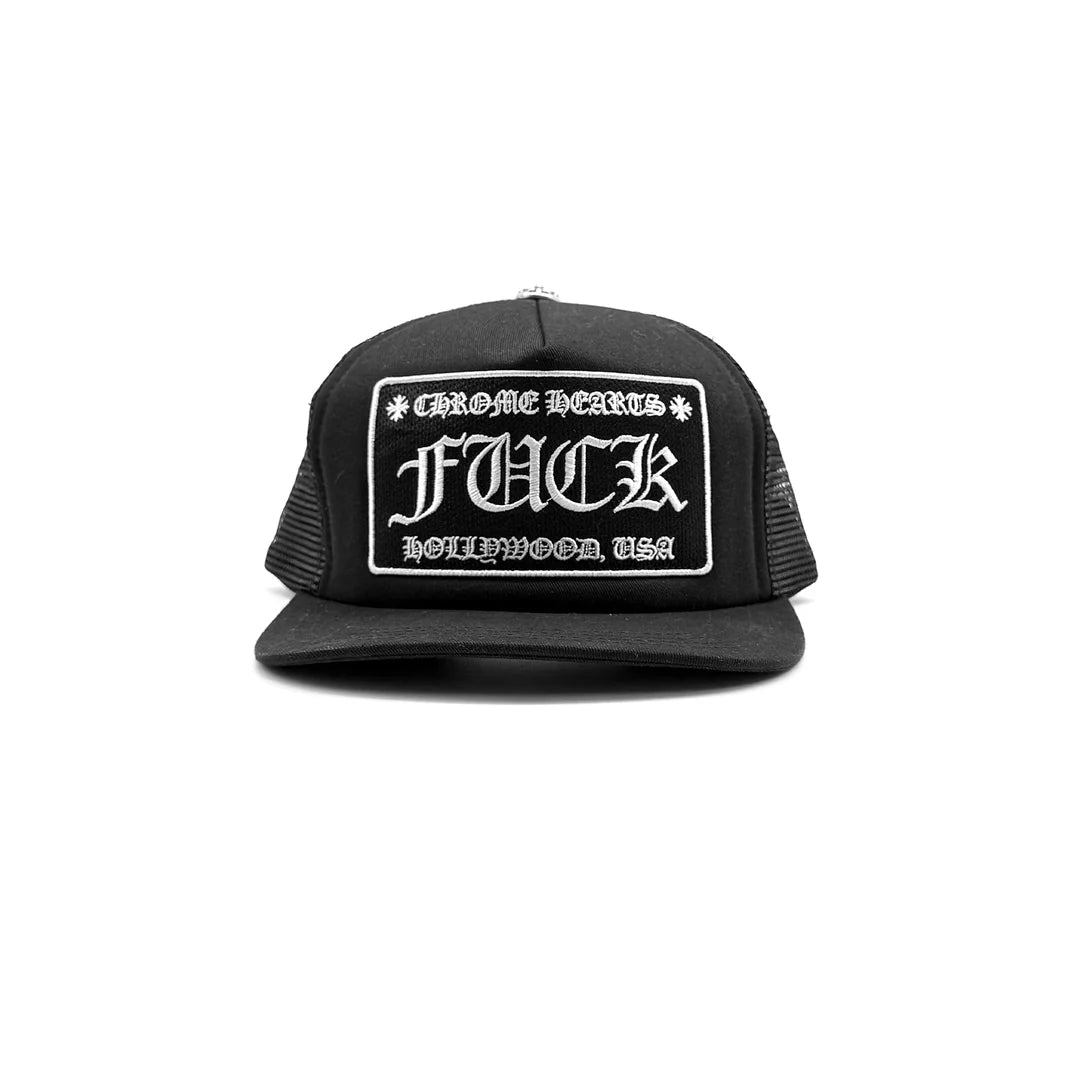 Fuck Embroidered Hollywood Trucker Black